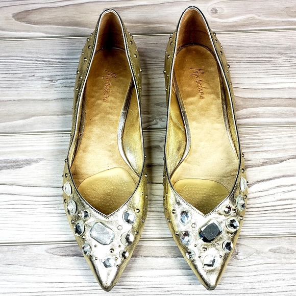 Vintage Georges Marciano Gold Flats SZ 9 - Picture 2 of 5